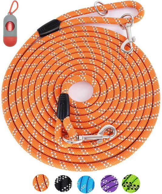 Reflective Dog Leash for Training, 10FT to 100FT Sizes, Heavy Duty Lead for All Dogs - Outdoor Walking & Camping