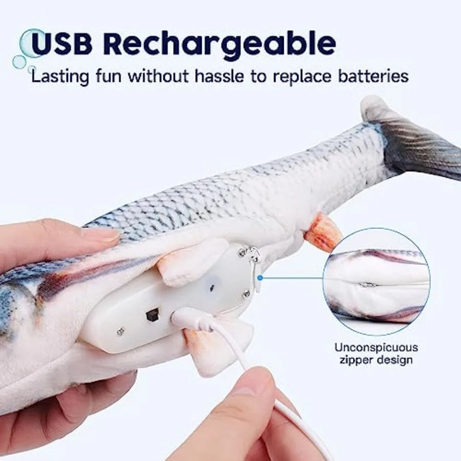 Cat Toys Flopping Fish with Catnip, Moving Kitten Kicker, Floppy Wiggle Carp for Small Dogs, Interactive Motion Kitty Exercise,