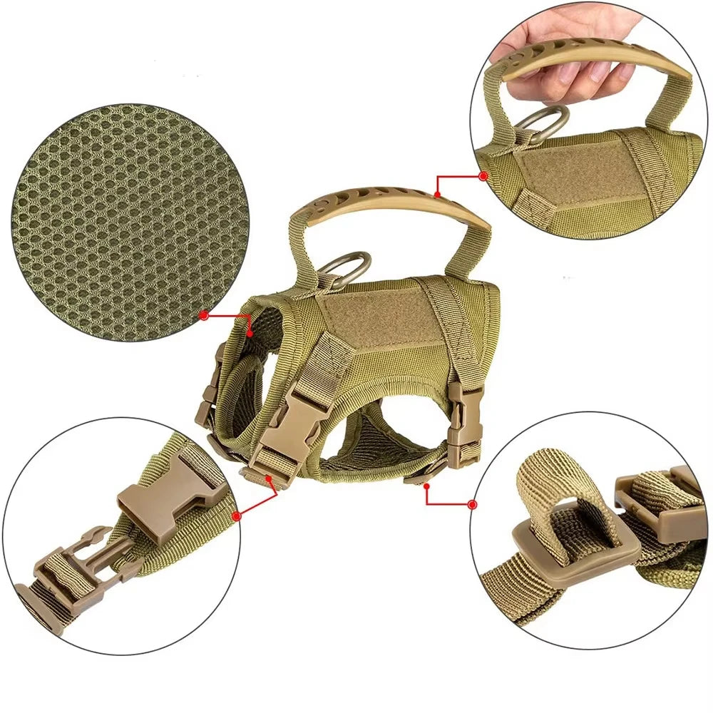 Outdoor tactical cat chest harness vest type lead rope anti-break adjustable walking cat leash Waterproof Cat Clothes Strap