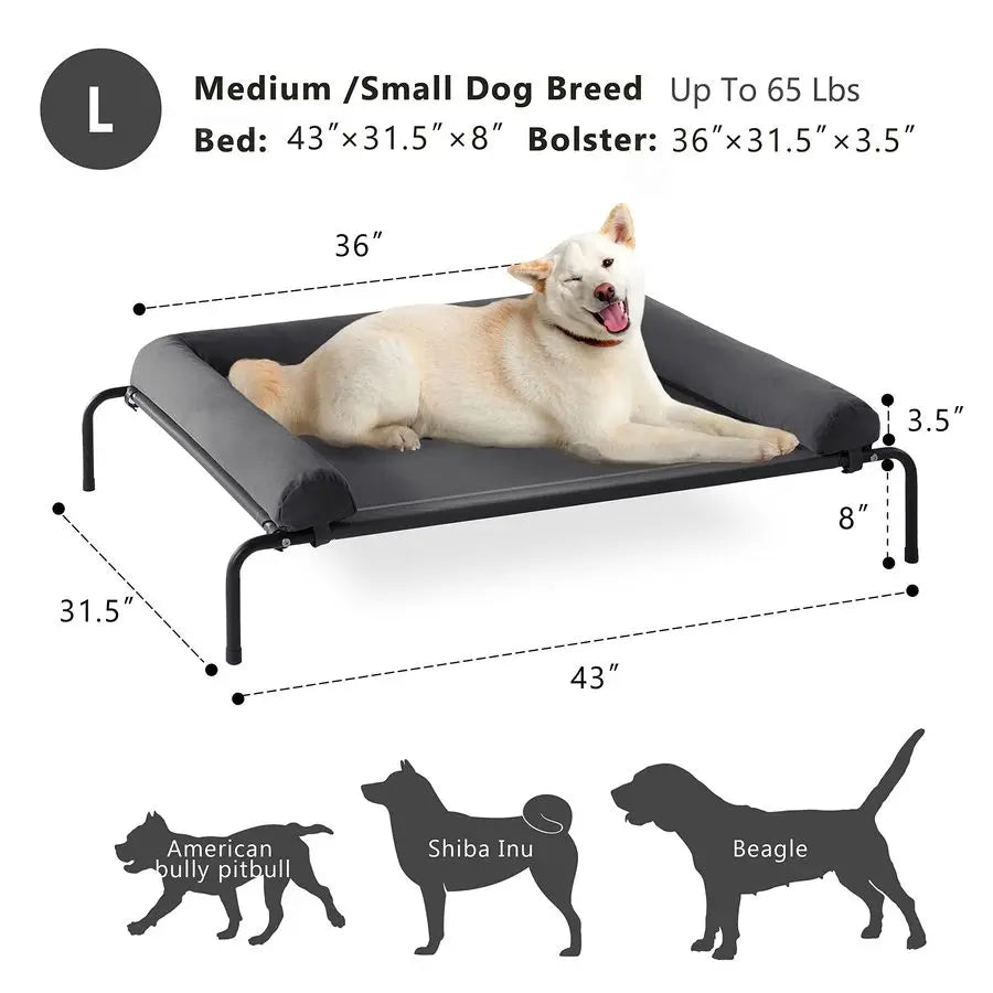 Cooling Elevated Dog Bed for Large Dogs, Portable Indoor amp Outdoor Raised Dog Bed with Breathable Mesh, Chew Proof Pet Hammock