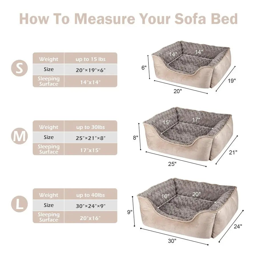 Rectangle Dog Bed for Large Medium Small Dogs Washable Orthopedic Sofa Bed, Soft Breathable Puppy amp Pet Cuddler, Durable Calmi