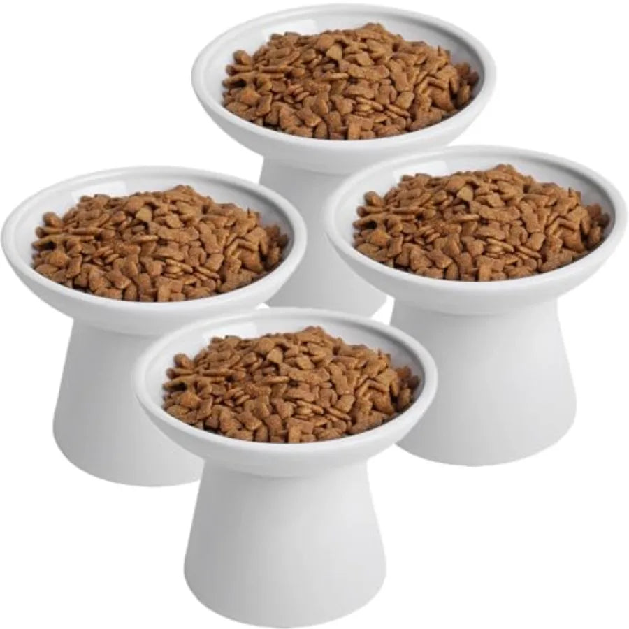6.2 Inch Extra Wide Elevated Ceramic Cat Bowls, Food and Water Bowl Set for Elder Big Cats Small Dogs, Raised Design for Pet Ea