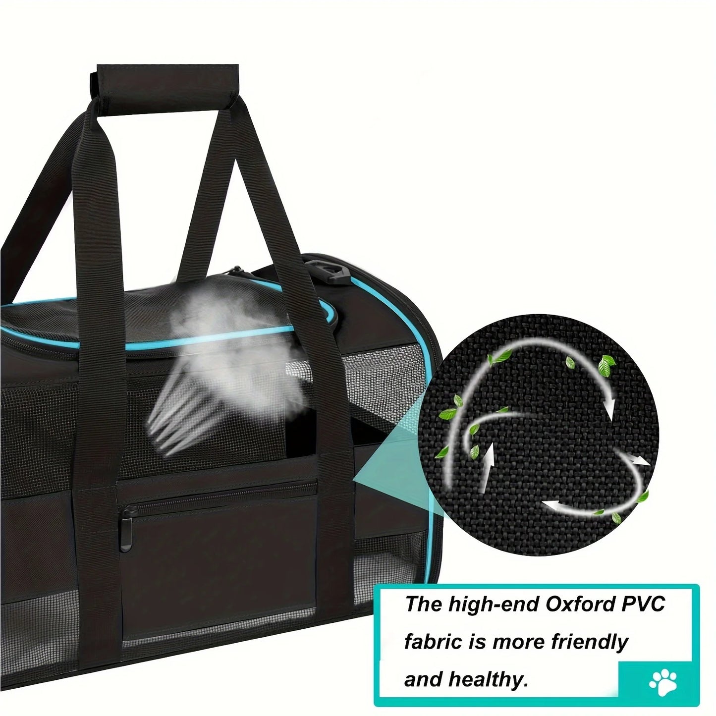 TSA Airline Approved Collapsible Soft-Sided Cat & Dog Carrier - Cozy Fleece Pet Travel Bag with Foldable Bowl, Mesh Ventilation Windows, Safety Zippers, Shoulder/Carry Strap & ID Holder - Carrier for Small/Medium Puppies & Ca
