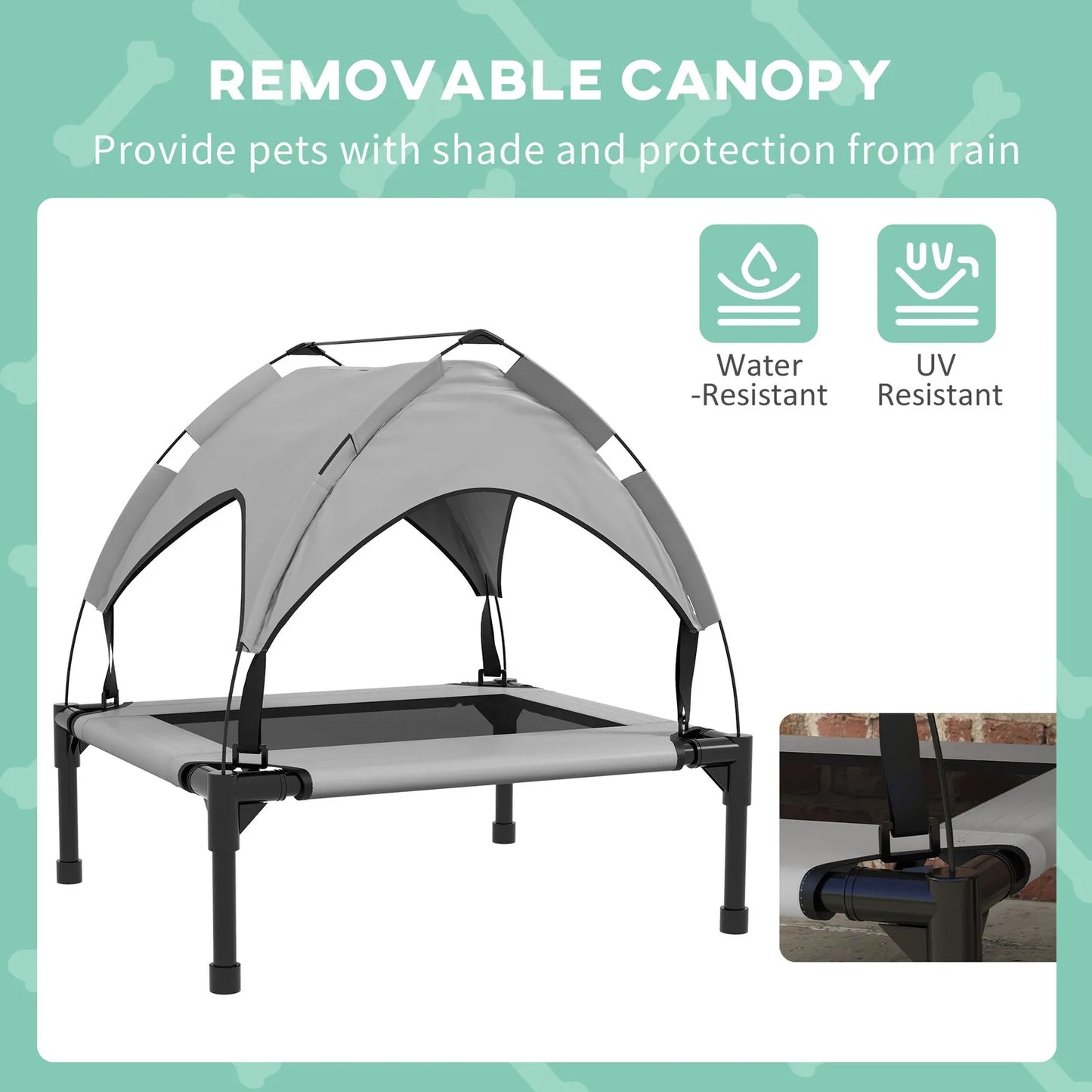 Elevated Dog Bed with Canopy, Raised Outdoor Pet Bed for Camping
