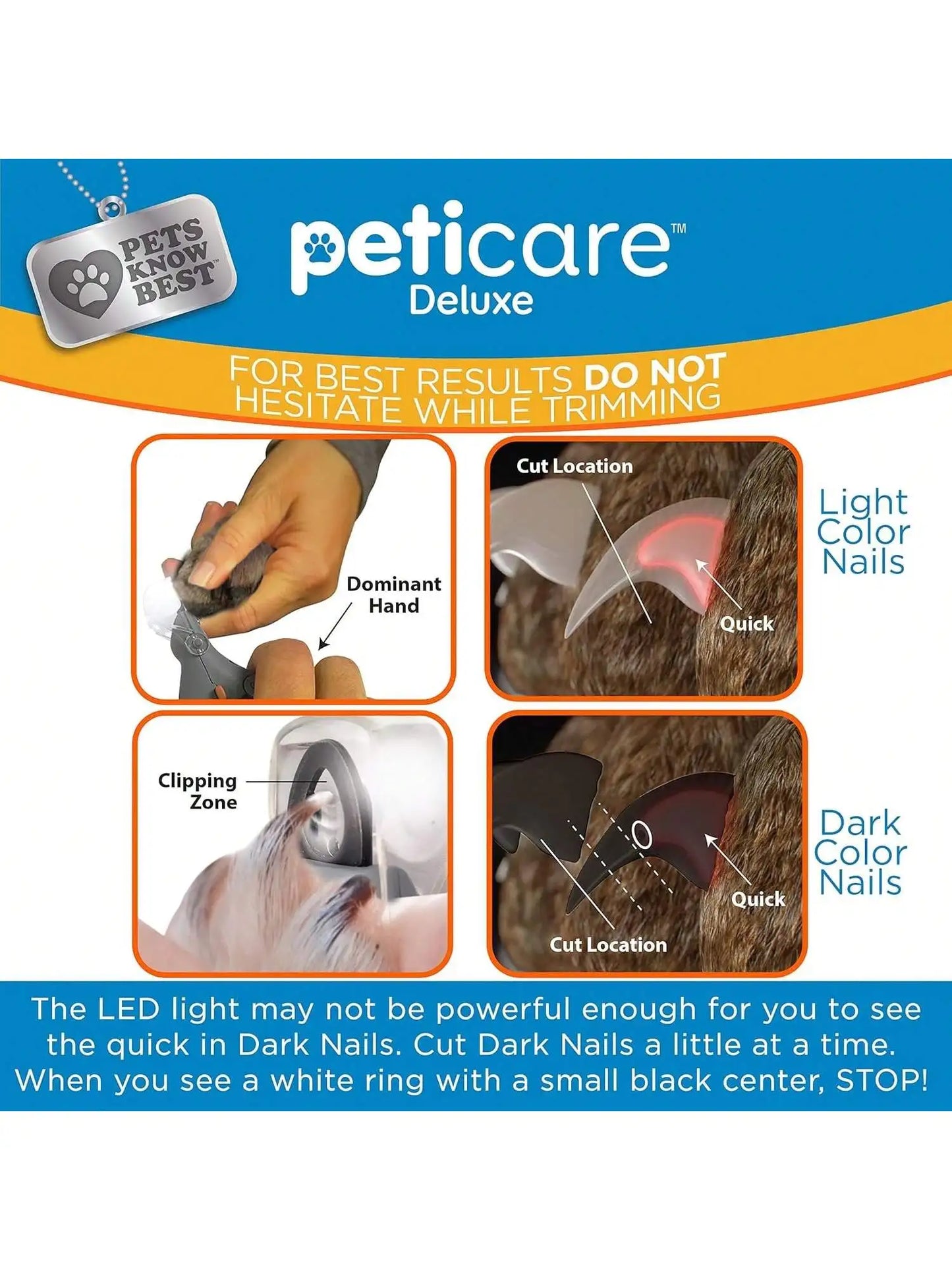 Omnliy LED Pet Nail Clipper for Dogs & Cats, 5X Magnification, Nail Trapper, Sharp Steel Blades, Quick Trimming