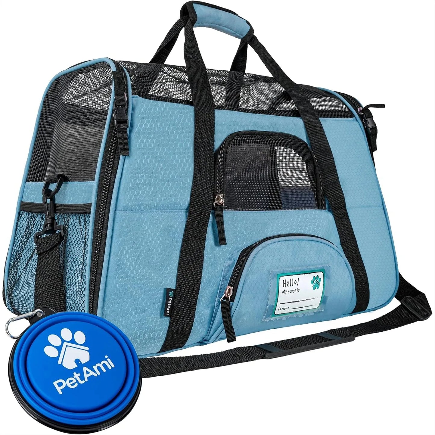 Airline Approved Pet Carrier for Cats, Soft Sided Dog Carrier for Small Dogs, Ventilated Travel Bag with Sherpa Bed, Large Blue