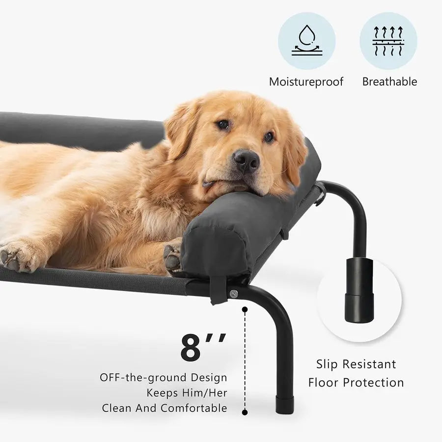 Cooling Elevated Dog Bed for Large Dogs, Portable Indoor amp Outdoor Raised Dog Bed with Breathable Mesh, Chew Proof Pet Hammock