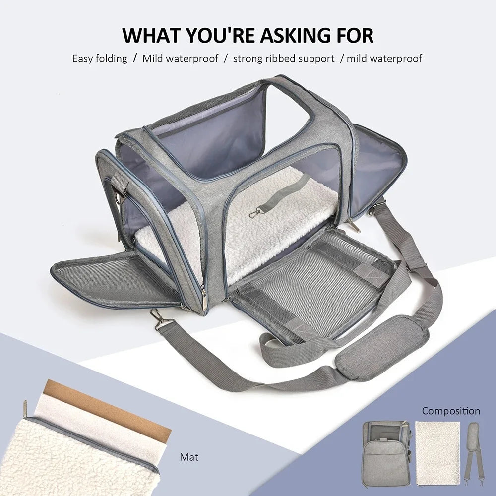 Pet Dog Carrier Bag Soft Side Backpack Cat Pet Carriers Dog Travel Bags Airline Approved Transport For Small Dogs Cats Outgoing