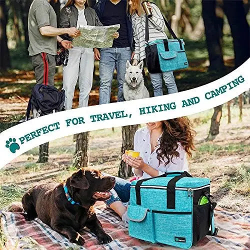 Pet Travel Bag Organizer for Dog & Cat, Large Diaper Bag with Food Container and Bowls, Perfect for Camping