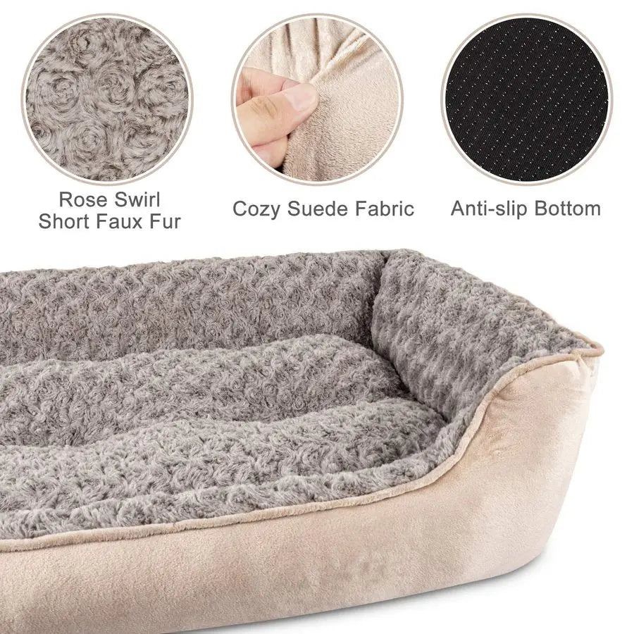 Rectangle Dog Bed for Large Medium Small Dogs Washable Orthopedic Sofa Bed, Soft Breathable Puppy amp Pet Cuddler, Durable Calmi
