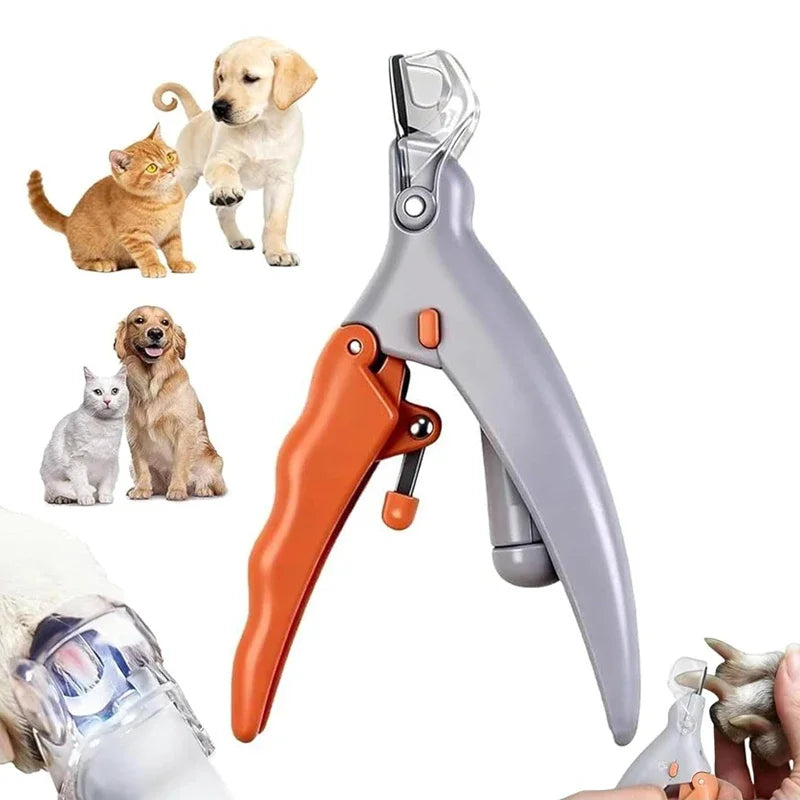 Omnliy LED Pet Nail Clipper for Dogs & Cats, 5X Magnification, Nail Trapper, Sharp Steel Blades, Quick Trimming