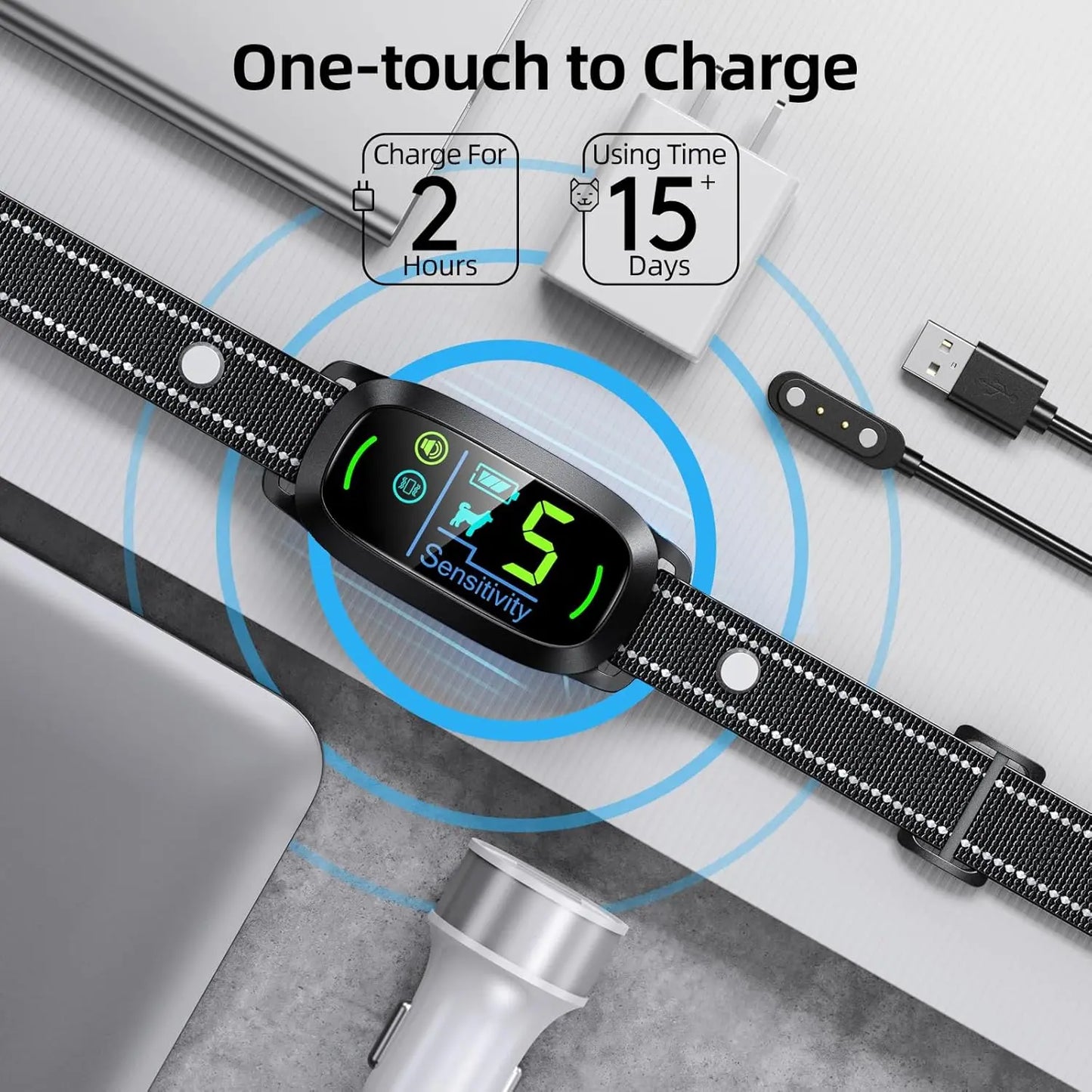 Dog Bark Collar, Rechargeable Smart Collar, Anti Barking Training Collar with 5 Adjustable Sensitivity Beep Vibration, Bark Coll