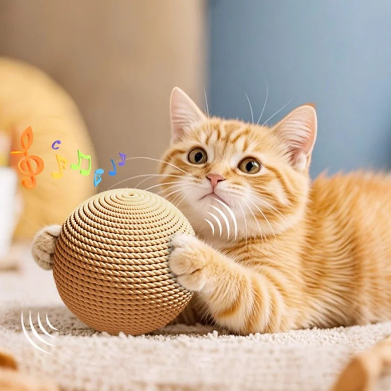 Large Sisal Cat Ball Toy, Interactive Self-Amusing Scratcher, Chew & Teeth Cleaning Toy for Kittens, Indoor Cats