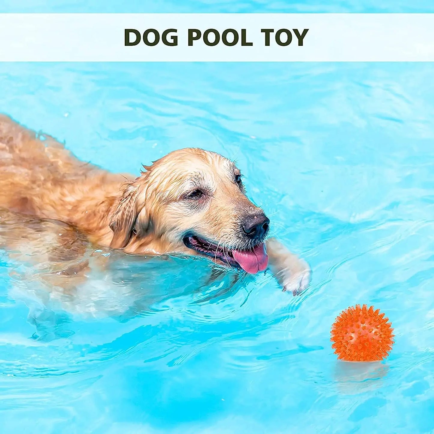 6 Pack Squeaky Dog Toy Balls, Floating Pool Toys, Durable Fetch Chew Toys for Medium/Large Dogs