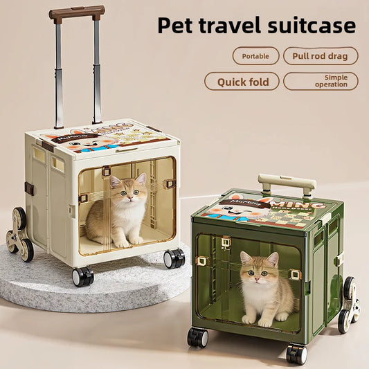 Pet suitcase, transparent foldable aviation case, portable large capacity dog bag for dogs to go out, cat teddy cat bag