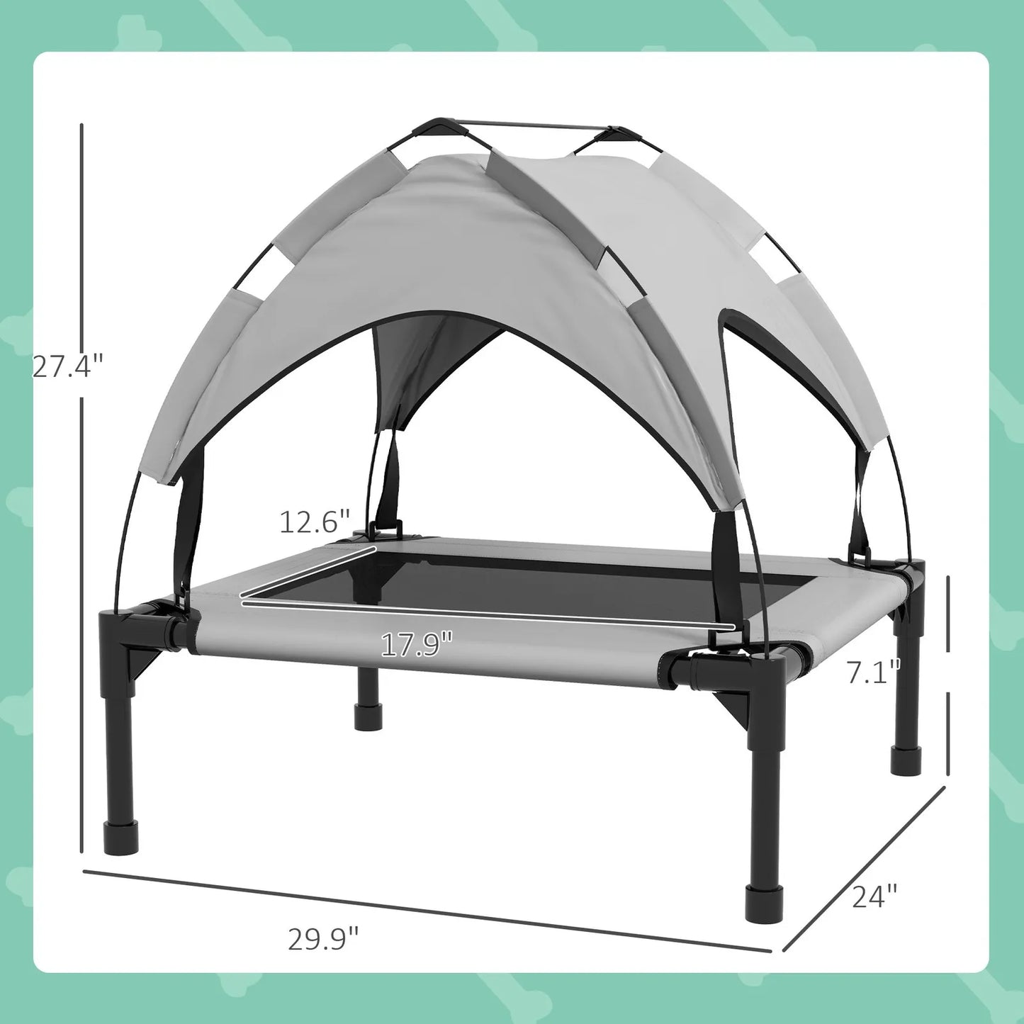 Elevated Dog Bed with Canopy, Raised Outdoor Pet Bed for Camping