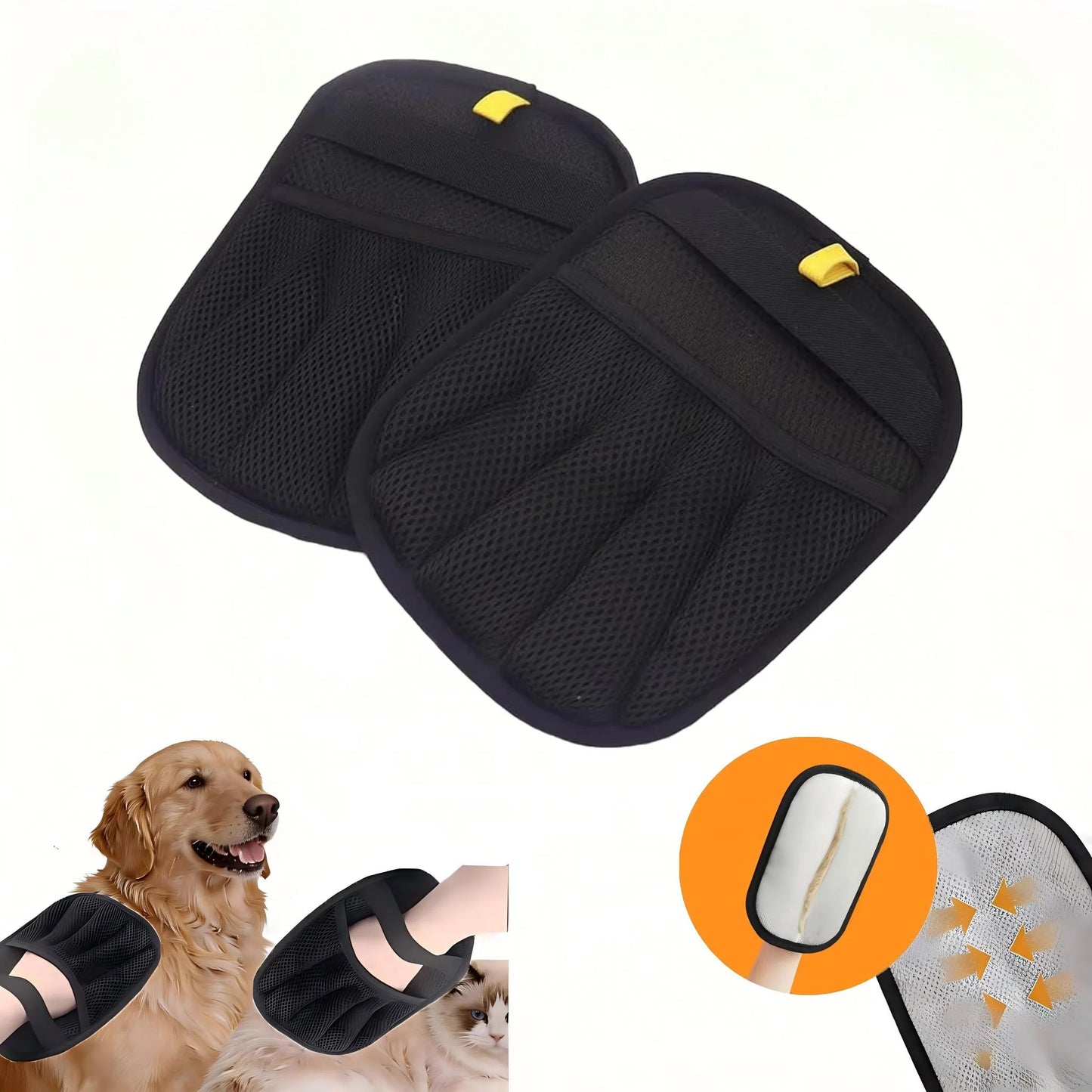 Upgraded Electrostatic Pet Hair Remover Gloves Reusable Five-Finger Grooming Mitts Static Fur Removal Brush for Dogs Cats Couch