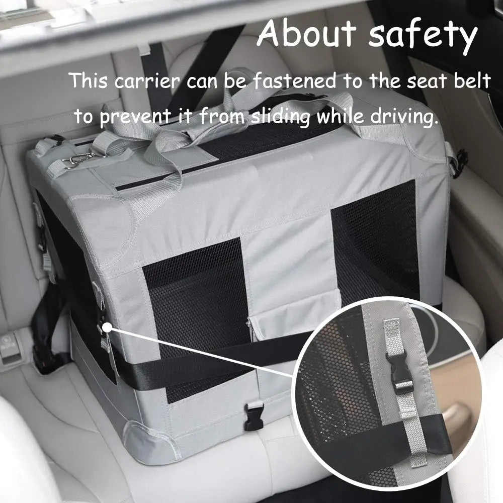 Large Soft-Sided Pet Carrier for Cats and Dogs, Collapsible Travel Bag with Bowl, 24x16.5x16 Inches
