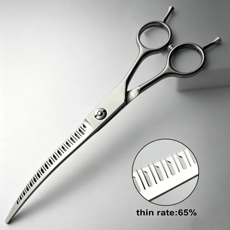 Wingsbro 7'' Curved Chunkers Shears Curved Thinning Shears Stainless Steel Dog Grooming Cat Curved Scissors Light Weight Special