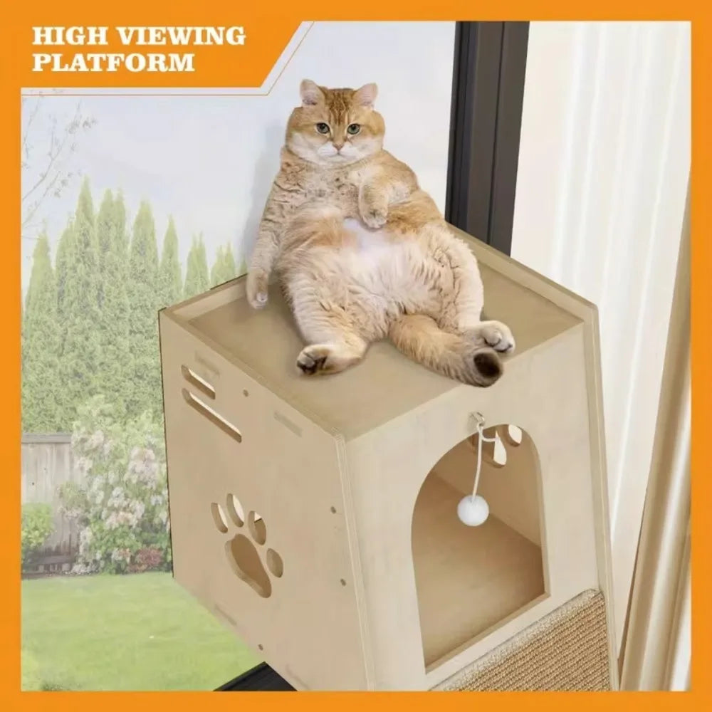 59 Inch Indoor Cat Climbing Tower with Sisal Scratching Posts