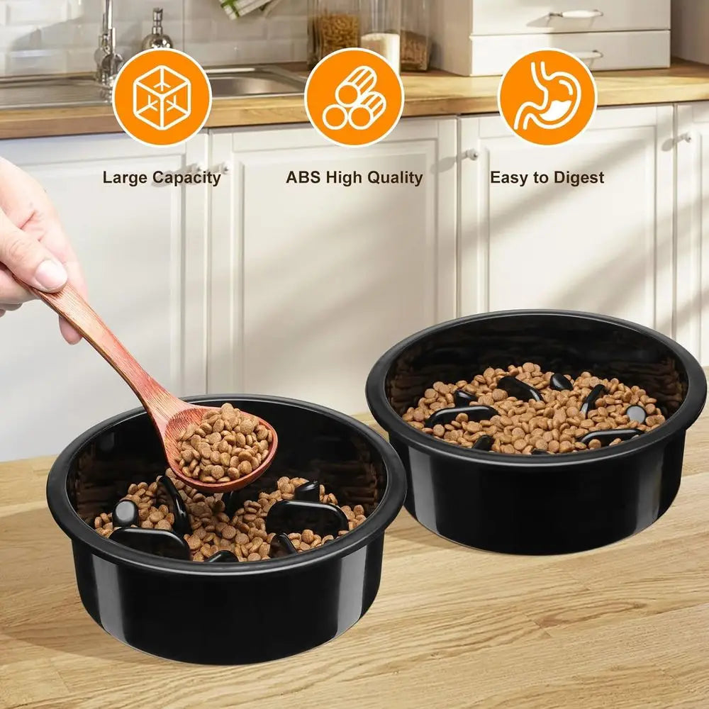 Slow Eeder Dog Bowl, Slow Down Eating Anti-Choking Bloat Stop Maze Design Dog Dishes, Black