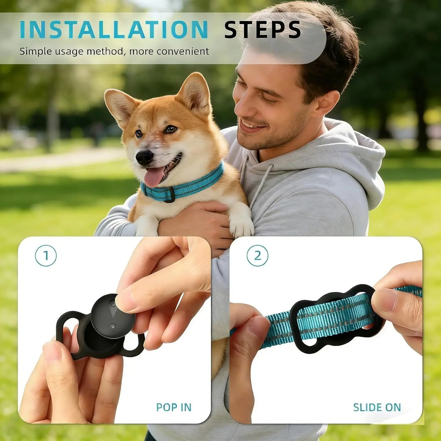 GPS for Dogs, Smart Collar with Real-Time Location - Pet Location with Holder, No Monthly Fee/No SIM Card, Works with iOS Find M