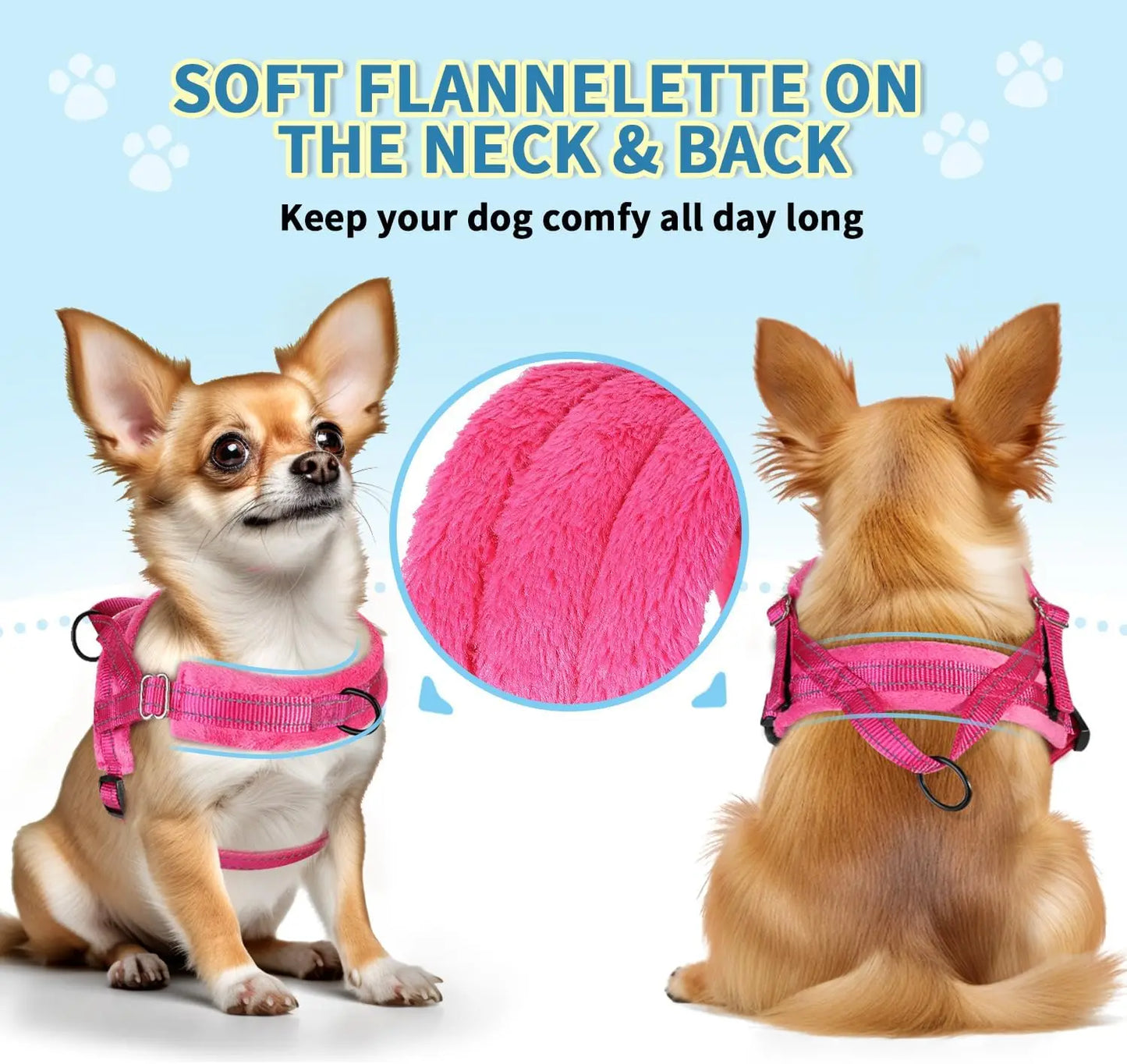 Small Dog Harness and Leash Set with Reflective Strips, Adjustable No Pull Puppy Vest for Walking Training, Lightweight Pet Lead