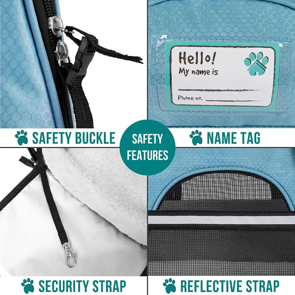 Airline Approved Pet Carrier for Cats, Soft Sided Dog Carrier for Small Dogs, Ventilated Travel Bag with Sherpa Bed, Large Blue
