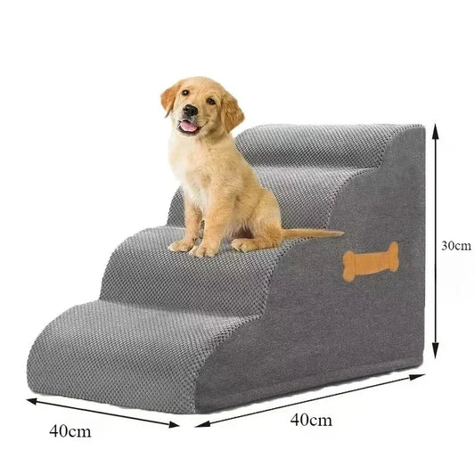 Pet Stairs for Dogs/Cats: High-Density Sponge, Non-Slip Wide Steps (Bed/Couch, Large/Small Pets)